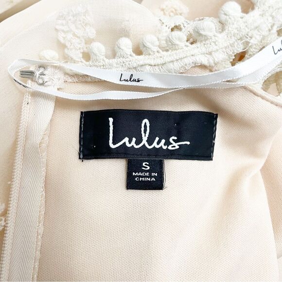 Lulus Lust or Love Cream Embroidered Lace Long Sleeve Dress Women’s Size Small - Picture 13 of 16